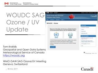 WOUDC SAG Ozone / UV Update