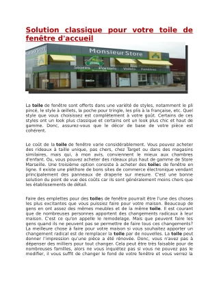 Solution classique pour votre toile de fenêtre d'accueil