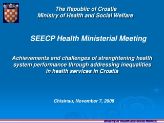 SEECP Health Ministerial Meeting