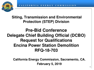 California Energy Commission, Sacramento, CA. February 5, 2019