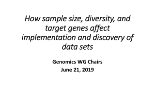 How sample size, diversity, and target genes affect implementation and discovery of data sets