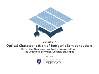 Lecture 7 Optical Characterization of Inorganic Semiconductors