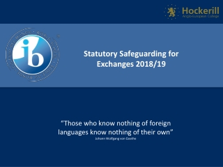 Statutory Safeguarding for Exchanges 2018/19