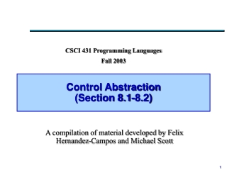 Control Abstraction (Section 8.1-8.2)