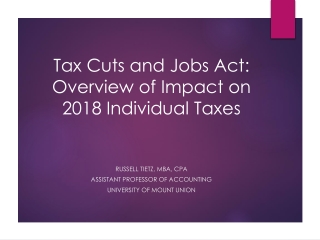 Tax Cuts and Jobs Act: Overview of Impact on 2018 Individual Taxes