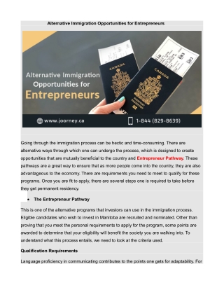 Alternative Immigration Opportunities for Entrepreneurs