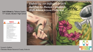 Embracing our Differences 2019 Building the Human Community High School Lesson Collection