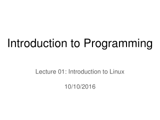 Introduction to Programming