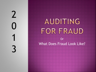 Auditing for Fraud