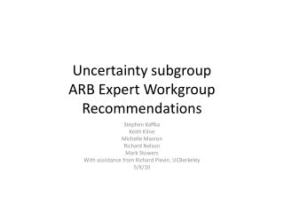 Uncertainty subgroup ARB Expert Workgroup Recommendations