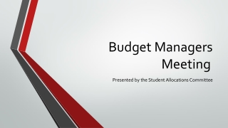 Budget Managers Meeting