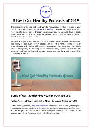 5 Best Get Healthy Podcasts of 2019