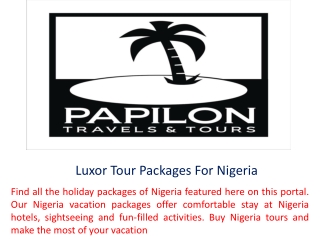 Luxor Tour Packages For Nigeria