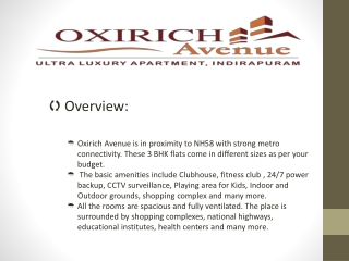 Oxirich Avenue Dream Home 3 BHK Apartment | 9911-487-788