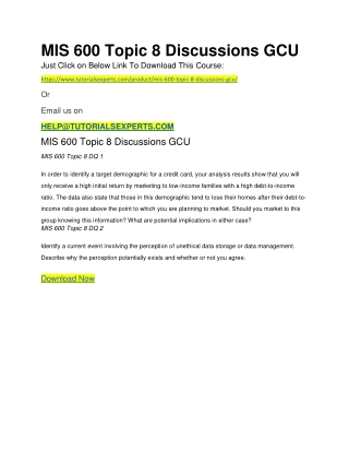 MIS 600 Topic 8 Discussions GCU