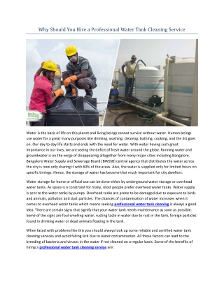 Why Should You Hire a Professional Water Tank Cleaning Service