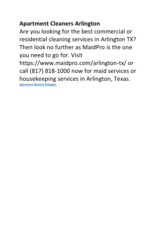 Apartment Cleaners Arlington