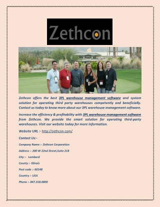 3PL WMS System and Software - ZETHCON