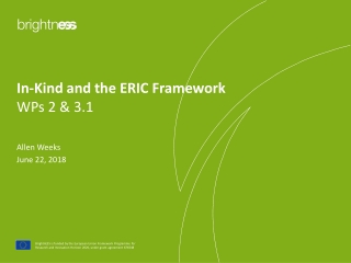 In-Kind and the ERIC Framework WPs 2 &amp; 3.1