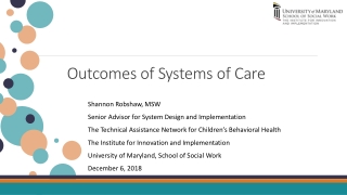 Outcomes of Systems of Care