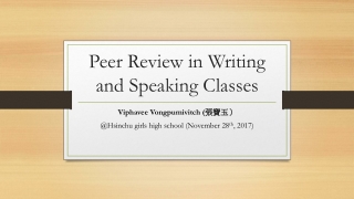 Peer Review in Writing and Speaking Classes