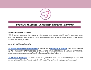 Best Gyno in Kolkata | Dr. Mollinath Mukherjee | ElaWoman