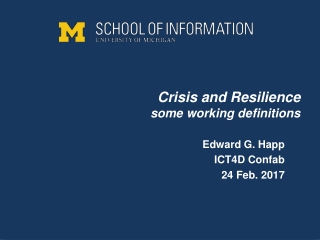 Crisis and Resilience some working definitions