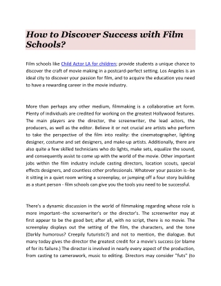 How to Discover Success with Film Schools?