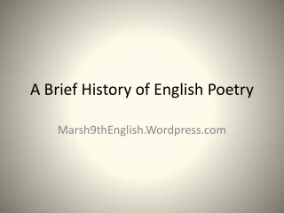 A Brief History of English Poetry