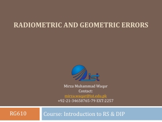 Radiometric and Geometric Errors
