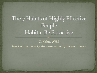 The 7 Habits of Highly Effective People Habit 1: Be Proactive