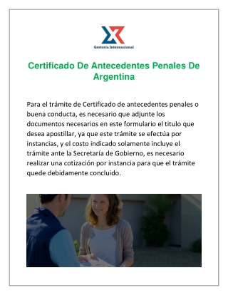 Certificado De Antecedentes Penales De Argentina | Gestorialatinoamericana