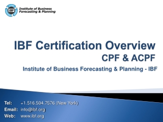 IBF Certification Overview CPF &amp; ACPF