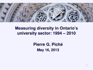 Measuring diversity in Ontario’s university sector: 1994 – 2010