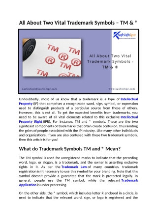 All About Two Vital Trademark Symbols – TM & ®
