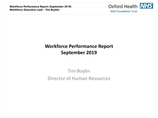 Workforce Performance Report September 2019