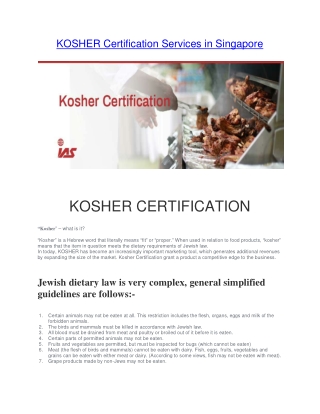 KOSHER Certification in Singapore