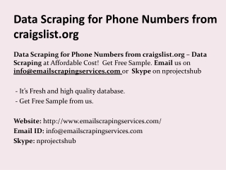 Data Scraping for Phone Numbers from craigslist.org