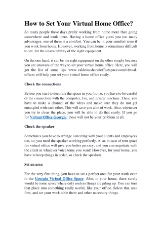 How to Set Your Virtual Home Office?