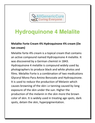 Hydroquinone 4 Melalite | Allgenericcure