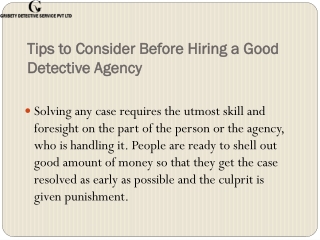 Tips to Consider Before Hiring a Good Detective Agency