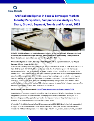 "Global Artificial Intelligence in Food & Beverages Industry By End Users to 2025