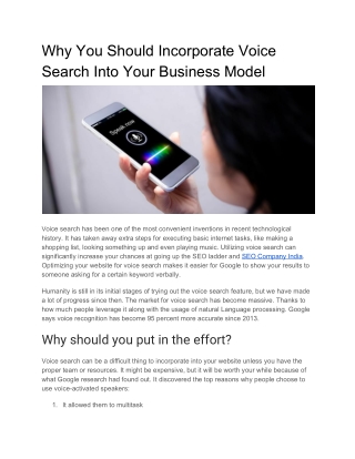 Why You Should Incorporate Voice Search Into Your Business Model
