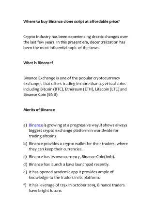 Binance clone website