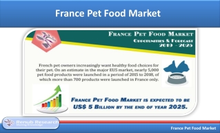 France Pet Food Market is US$ 5 Billion by the end of the year 2025