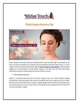 Plastic Surgery Recovery Tips