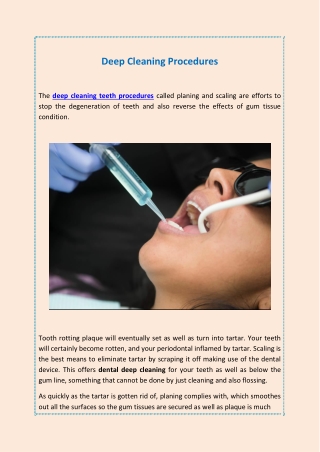 Deep Cleaning Procedures