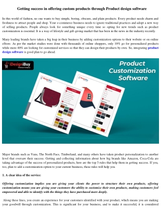 Getting success in offering custom products through Product design software