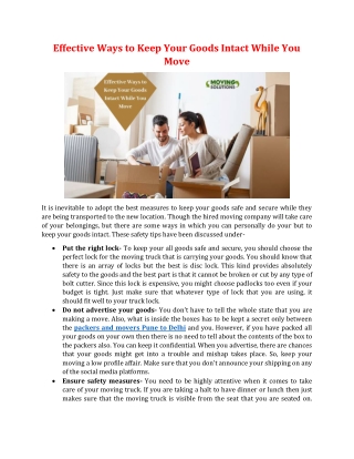Effective Ways to Keep Your Goods Intact While You Move