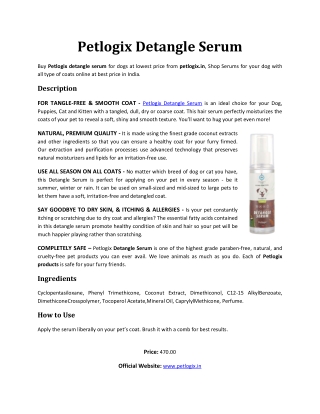 Petlogix Detangle Serum